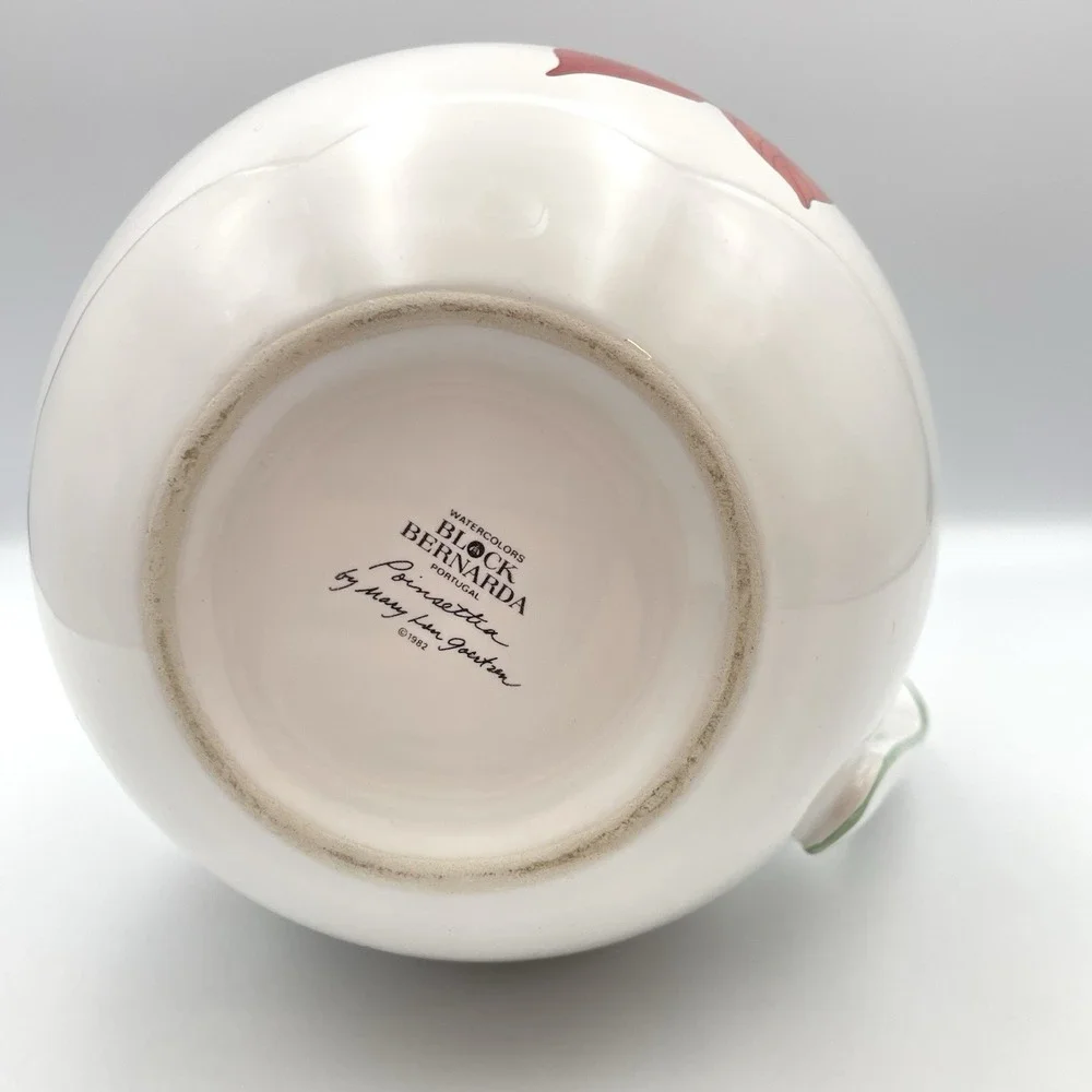 Vintage 1982‎ Block BERNARDA Portugal Poinsettia Watercolors Pitcher Christmas